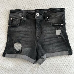 Celebrity Pink - Dark Grey High-Waisted Distressed Denim Shorts, Size 1/25